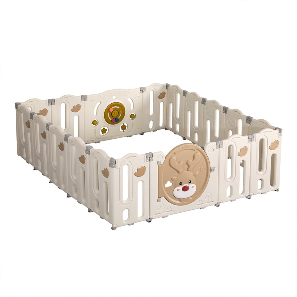BoPeep 18-Panel Baby Playpen - Safety Gate & Toddler Fence for Indoor/Outdoor Play Areas - Kids Play Yard for Home, Park, and Daycare Use