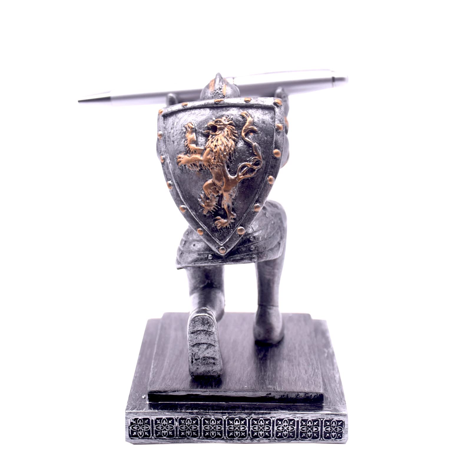Medieval Knight Pen Holder - Iron Shield Soldier Desk Organizer & Pencil Holder for Office, Gaming Room, or Medieval-Themed Decor