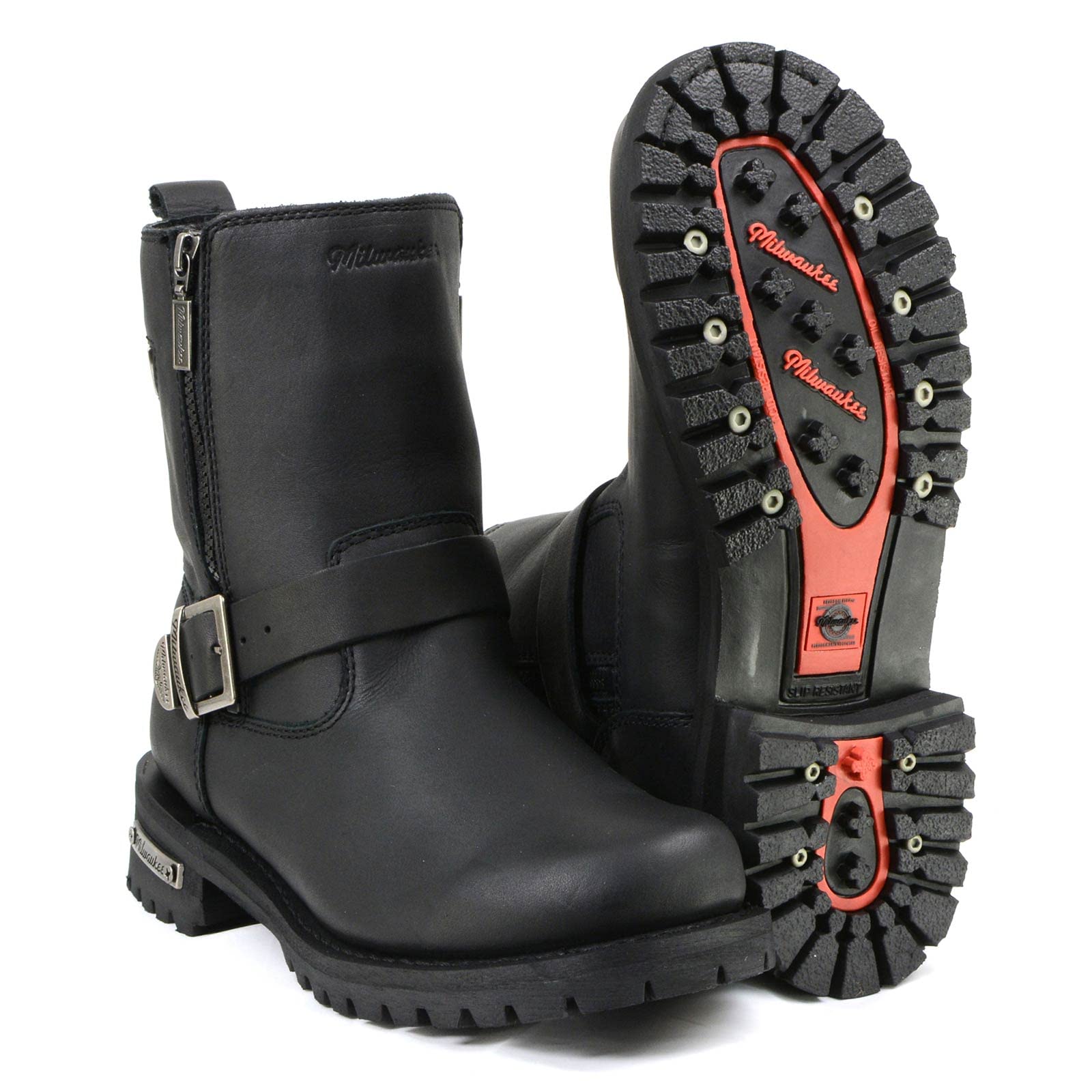 Milwaukee Motorcycle Afterburner Leather Boots for Men - Black | Durable Riding Footwear for Cruiser & Touring Bikes | Waterproof Motorcycle Gear for Long Distance Travel & Daily Commute