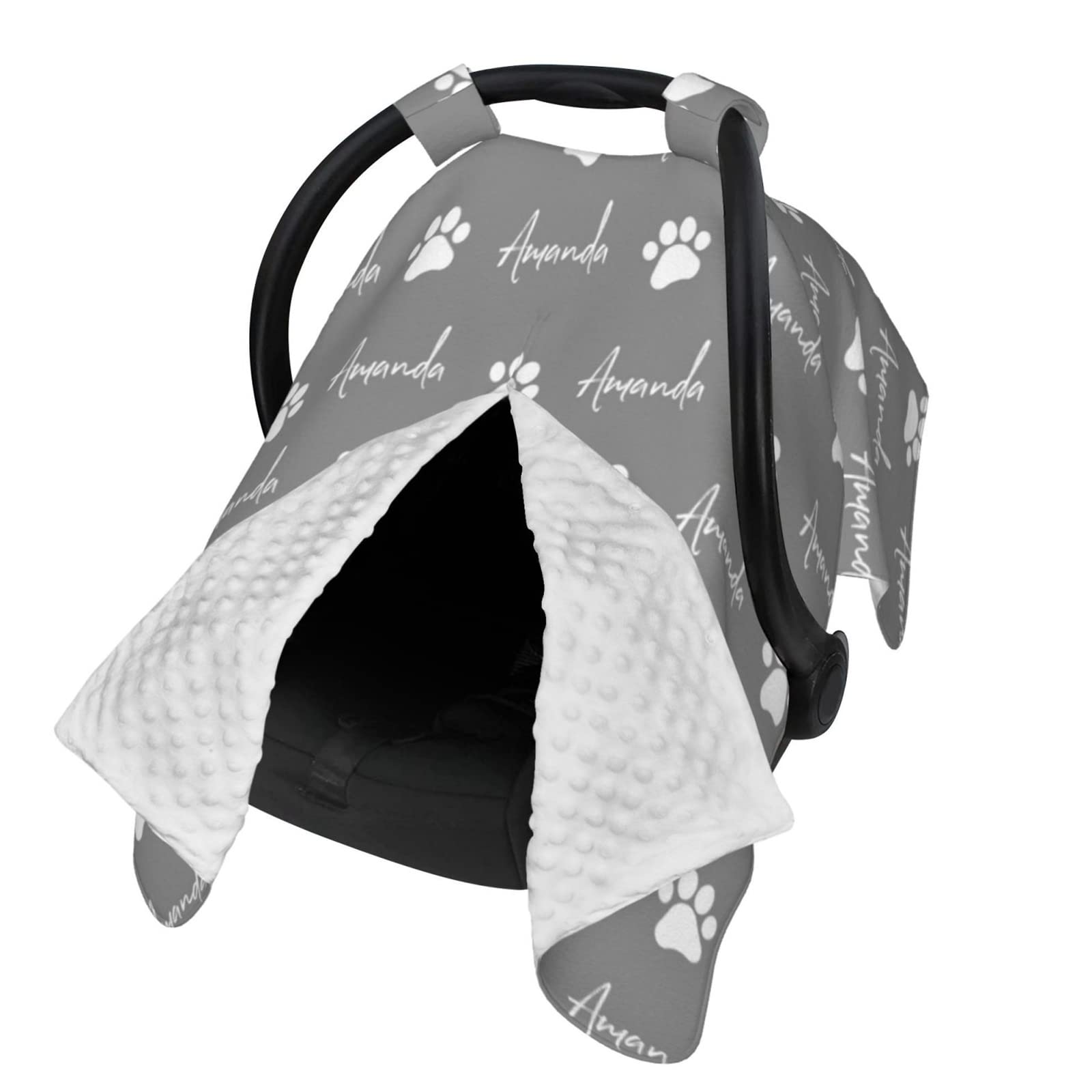 Personalized Baby Car Seat Cover with Name & Cute Icon - Custom Minky Nursing Canopy for Infant Car Seat - Soft Breastfeeding Cover for Boys & Girls - Perfect for Travel, Shopping & Outdoor Protection