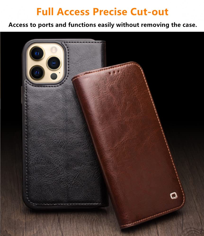 Luxury Genuine Leather iPhone 13 Pro Max Wallet Case – Handmade Flip Cover with Card Slots, Kickstand & Durable Frame | Business & Fashion Accessory for iPhone 13 Pro Max 6.7