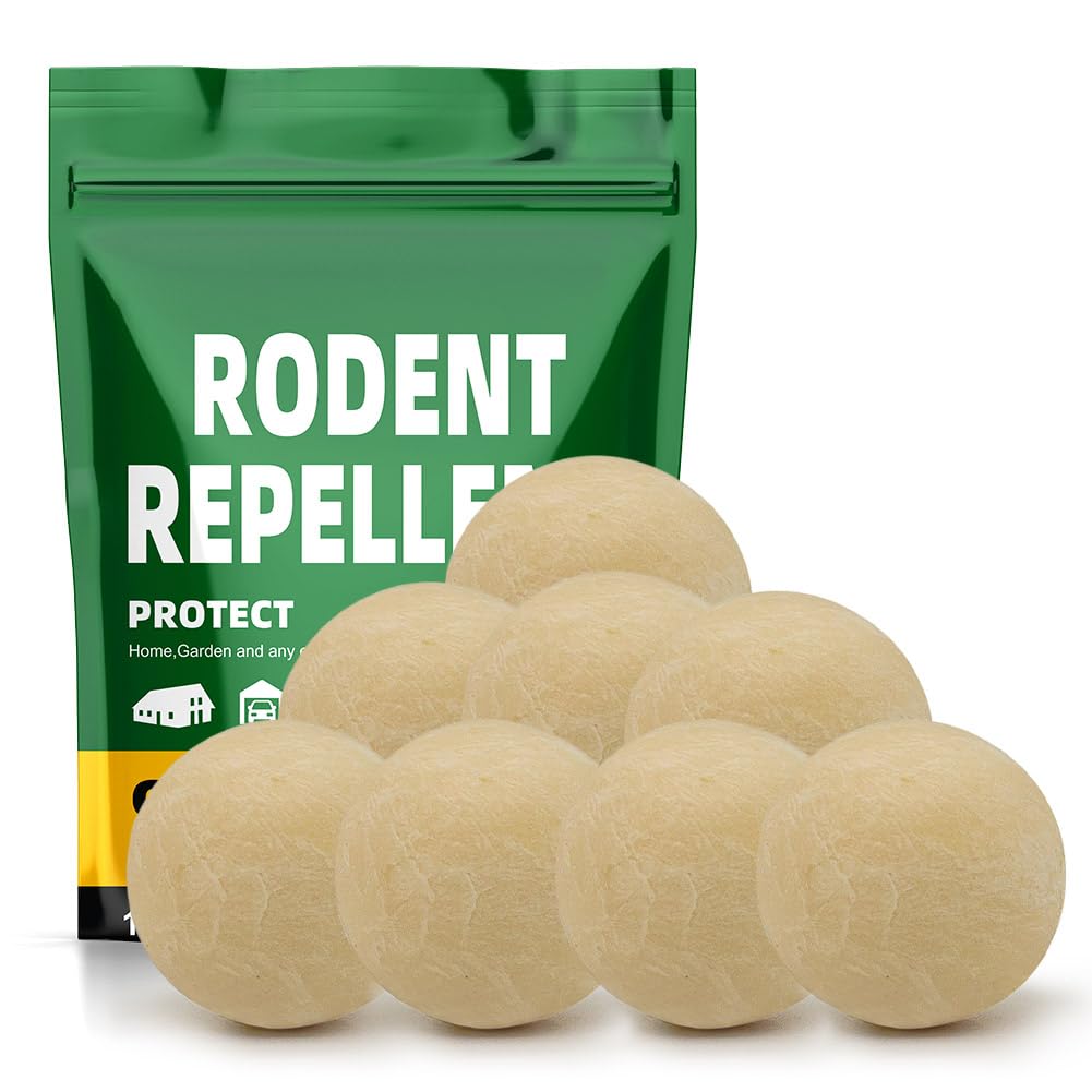 Natural Peppermint Rodent Repellent Balls - 8 Pack for Indoor/Outdoor Use - Mice & Rat Deterrent for Homes, Garages, Cars & Gardens | Safe Pest Control Solution for Kitchen, Basement & Vehicle Engine Protection