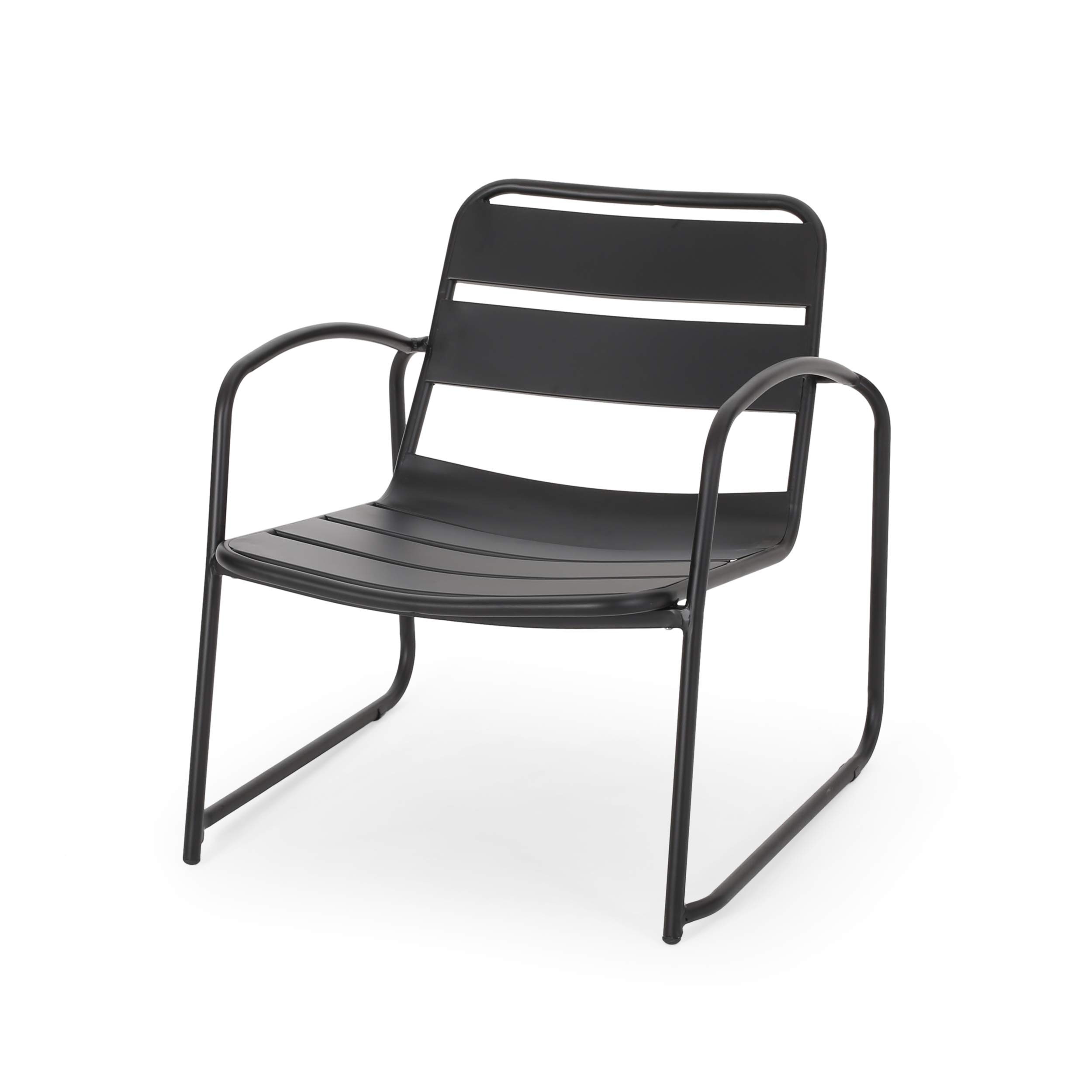 GDF Studio Outdoor Dining Chairs (Set of 2) - Matte Black Patio Furniture for Garden, Poolside, Deck & Backyard Dining