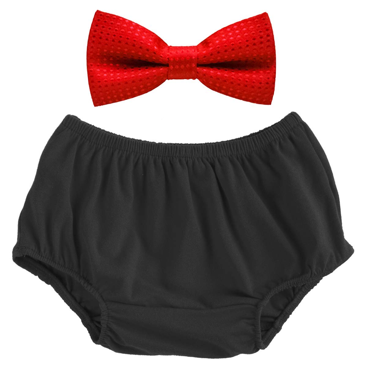 IDOPIP Baby Boys Cake Smash Outfit Set - 2PCS Diaper Cover & Bow Tie for 1st & 2nd Birthday Photo Props (Black + Red, 3-24 Months) | Perfect for Birthday Parties, Cake Smash Photos & Special Occasions