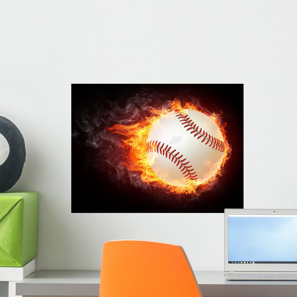 Wallmonkeys Peel and Stick Baseball Wall Decal - 18 x 14 Inches - Removable Vinyl Sticker for Kids Room, Sports Themed Decor & Fan Cave