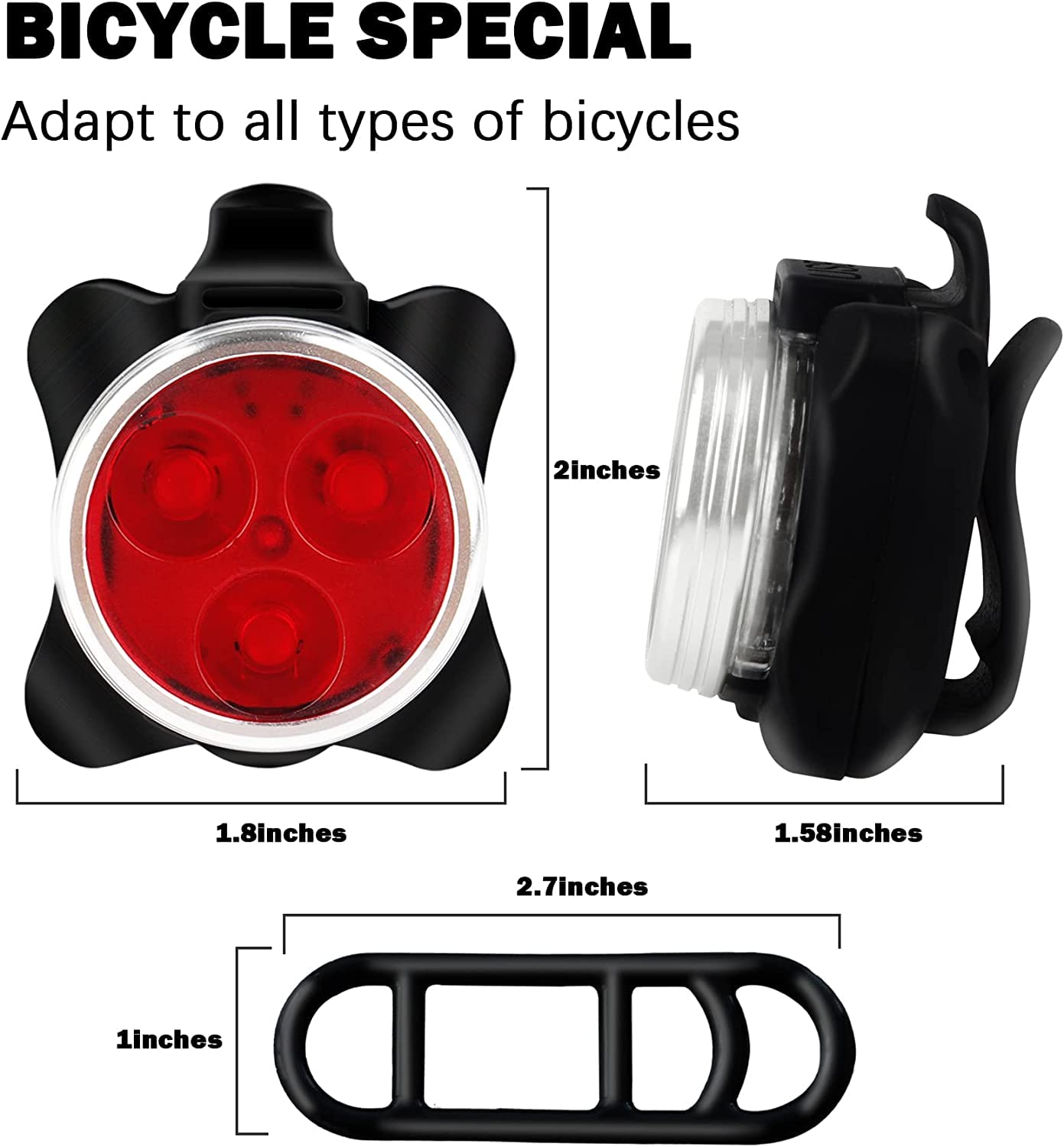 Super Bright Rechargeable LED Bike Light Set - 650mAh Lithium Battery Front Headlight & Rear Safety Light for Night Cycling, Commuting, and Outdoor Adventures