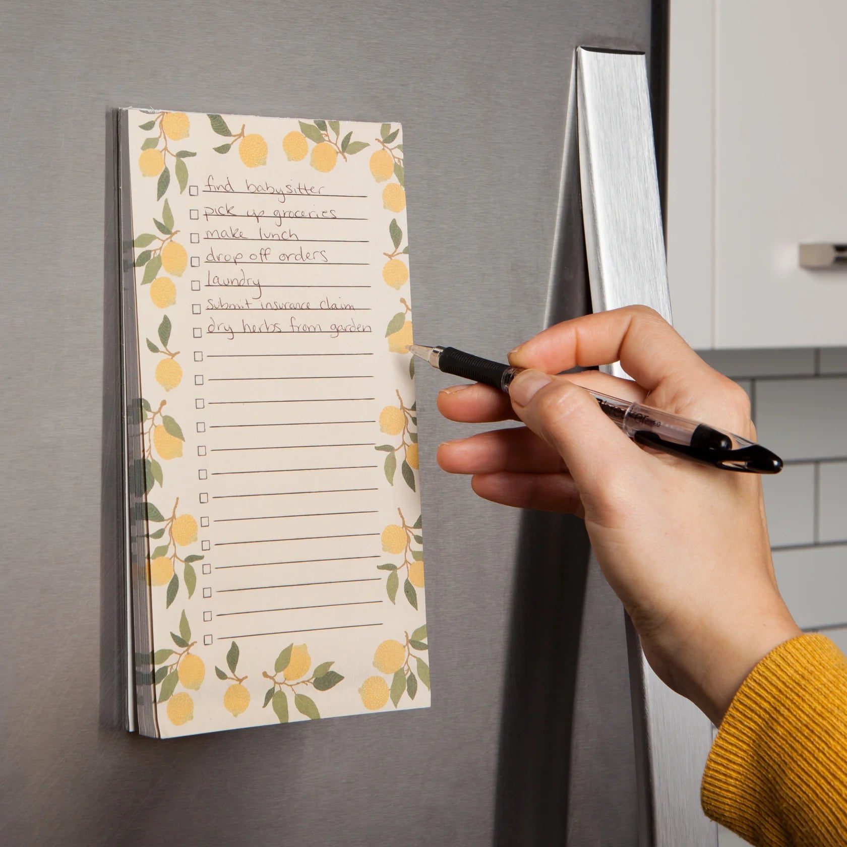 Now Designs by Danica Lemons List It Magnetic Notepad - Grocery Shopping List & Memo Pad for Refrigerator, Office & Kitchen Organization