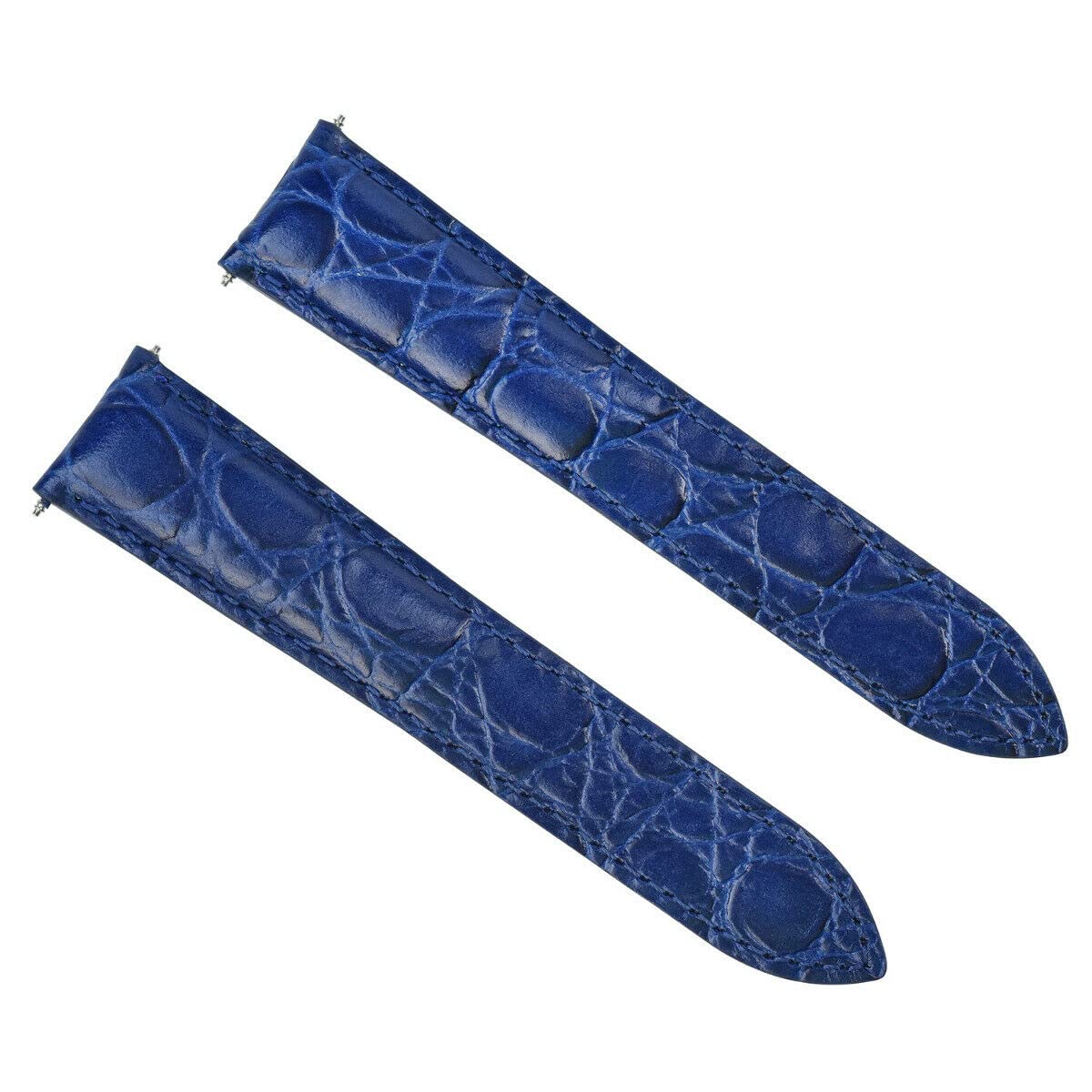 20mm Genuine Leather Replacement Watch Band Strap for Cartier Santos, Tank, Ronde, Solo - Blue - Perfect for Dress Watches, Business & Casual Wear