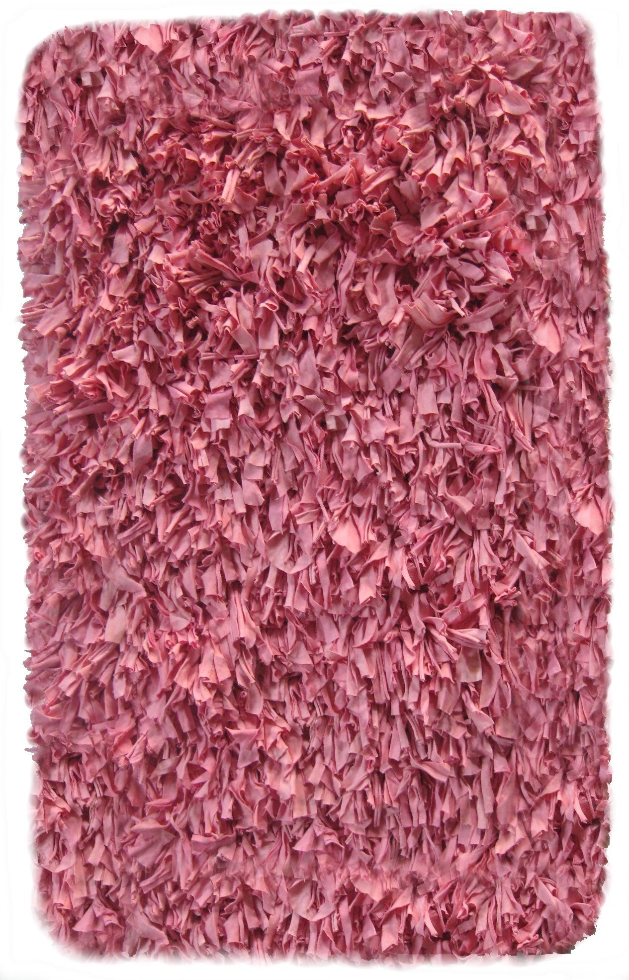 Soft Cotton Jersey T-Shirt Material Shag Rug 4'7 x 7'7 - Plush Pink Area Rug for Living Room, Bedroom & Nursery - Machine Washable & Hypoallergenic