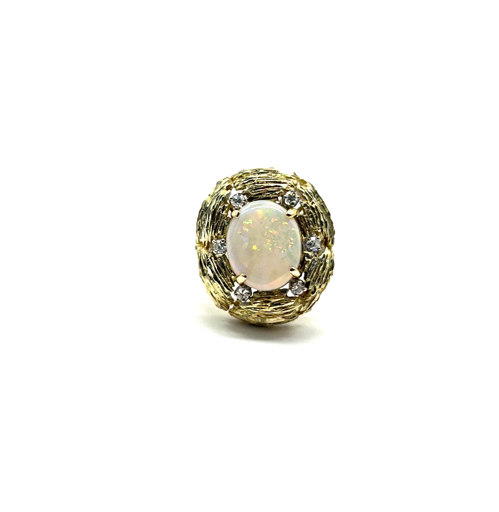 Vintage Opal and Diamond Nest Ring - Elegant Stackable Jewelry for Women, Perfect for Weddings, Anniversaries & Special Occasions