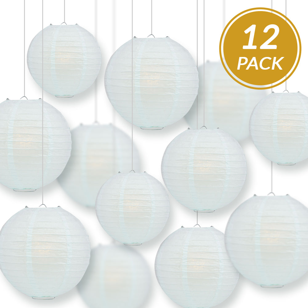 12-Piece Arctic Spa Blue Paper Lantern Set - Chinese Hanging Decorations for Weddings, Parties & Events (12/10/8 Inch) - Perfect for Indoor/Outdoor Celebrations, Home Decor & Festival Lighting