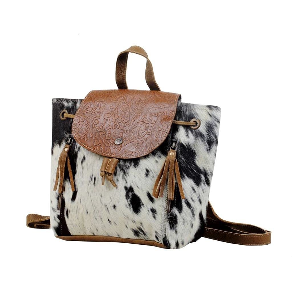 Myra Bag Must Have Backpack - Upcycled Cowhide & Leather S-2843 - Durable & Stylish for Travel, Work & School