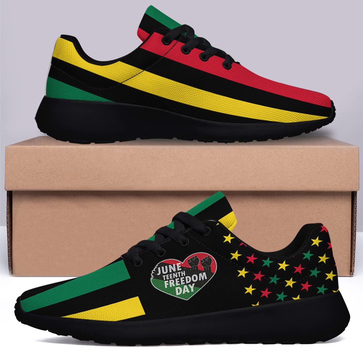 Juneteenth Freedom Day Running Sneakers for Men & Women - Commemorative African American Black History Tennis Shoes - Gift for Black Family - Perfect for Jogging, Workouts & Celebrating Juneteenth