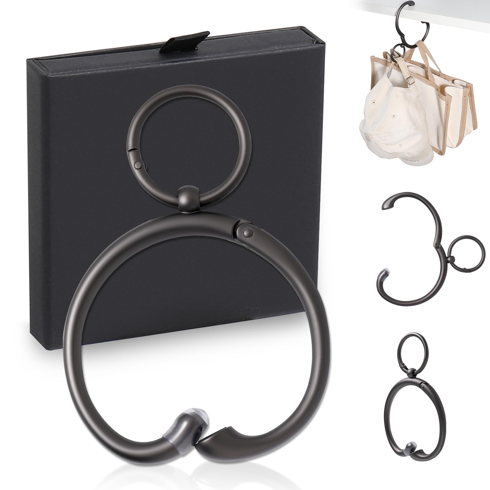 **2-in-1 Anti-Slip Purse Hook for Table – Heavy Duty Bag Hanger with Gift Box – Perfect for Women & Men – Ideal for Restaurants, Travel & Home Use (Black)**
