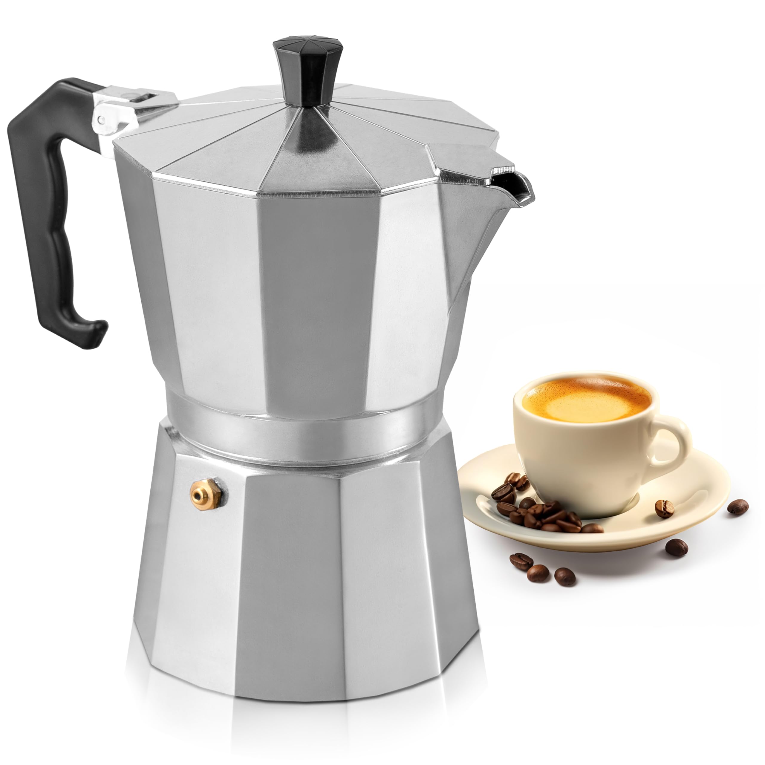 Mixpresso 3-Cup Stovetop Espresso Maker - Italian Moka Pot for Gas & Electric Stoves, Perfect for Home, Office & Camping - Brews 5oz Rich Cuban Coffee & Espresso