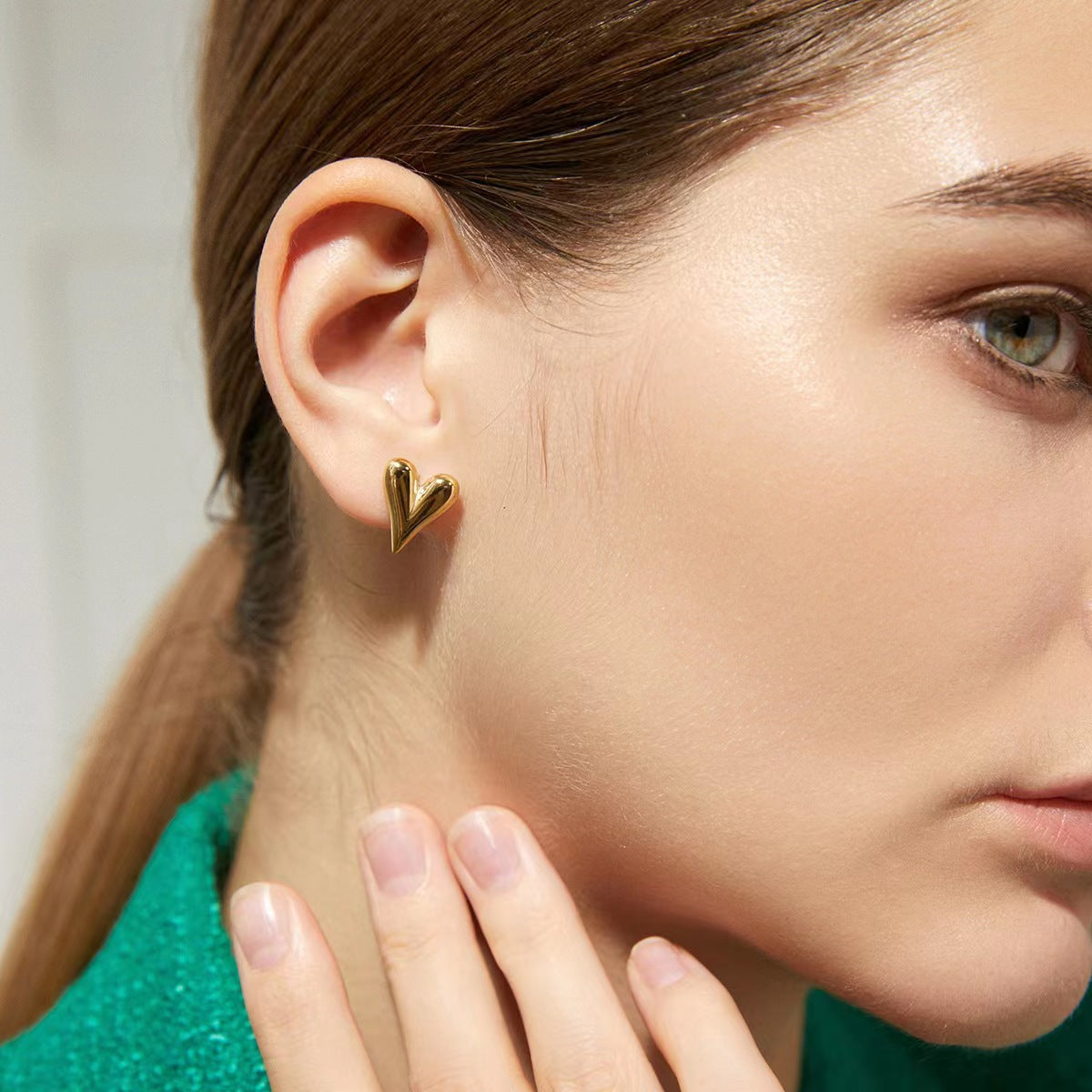 14K Gold Plated Mini Puffed Heart Stud Earrings for Women - Dainty Valentine's Day Gift for Her | JDE719 | Perfect for Date Nights, Anniversaries & Everyday Wear