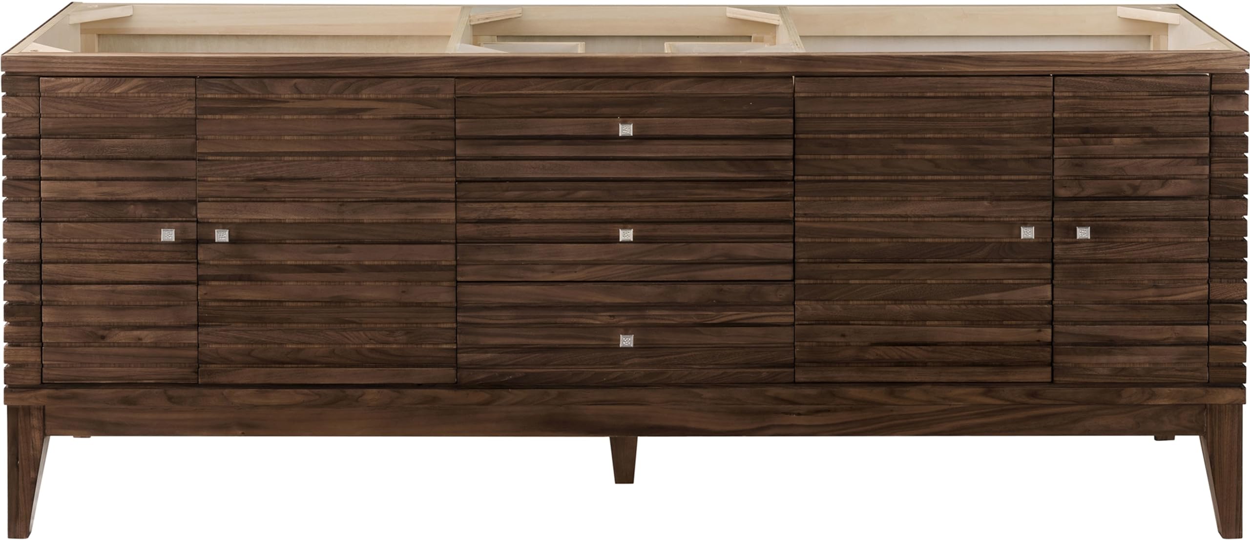 James Martin 210-V72D-WLT 72-Inch Double Vanity in Mid Century Walnut - Modern Bathroom Vanity with Sink for Master Bath or Guest Bathroom