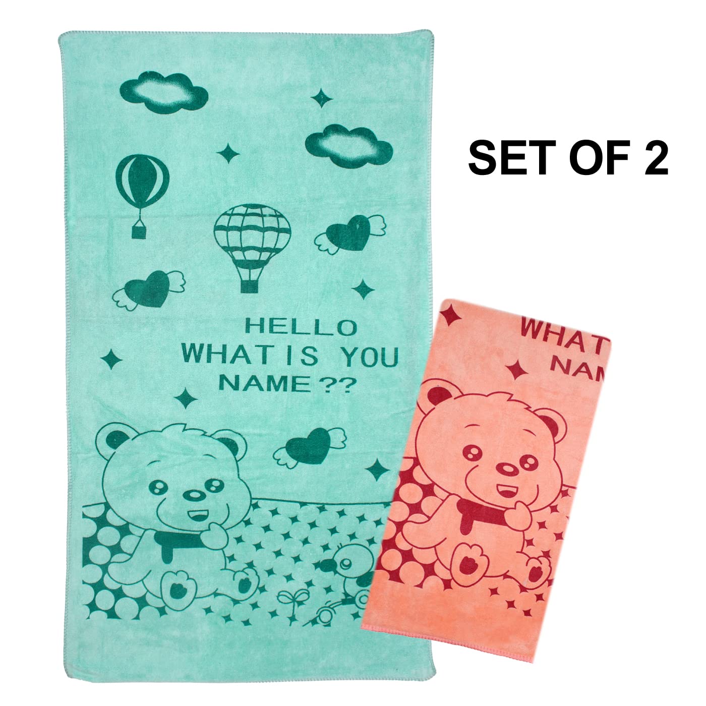 BAAL Cartoon Printed Soft Face Cleaning Towel for Kids & Babies - Gentle Washcloths (Set of 2) | Perfect for Bath Time, Skincare & Daily Hygiene