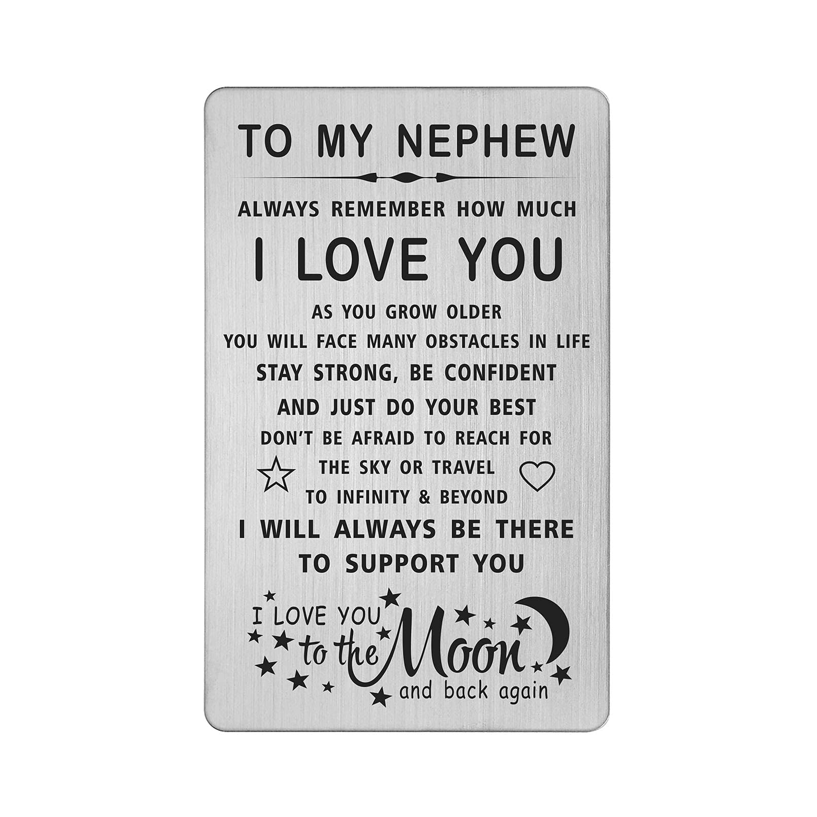 TANWIH Leather Wallet Card for Nephew - Thoughtful Birthday, Graduation & Christmas Gift from Aunt or Uncle - Perfect for Special Occasions & Keepsake Memories