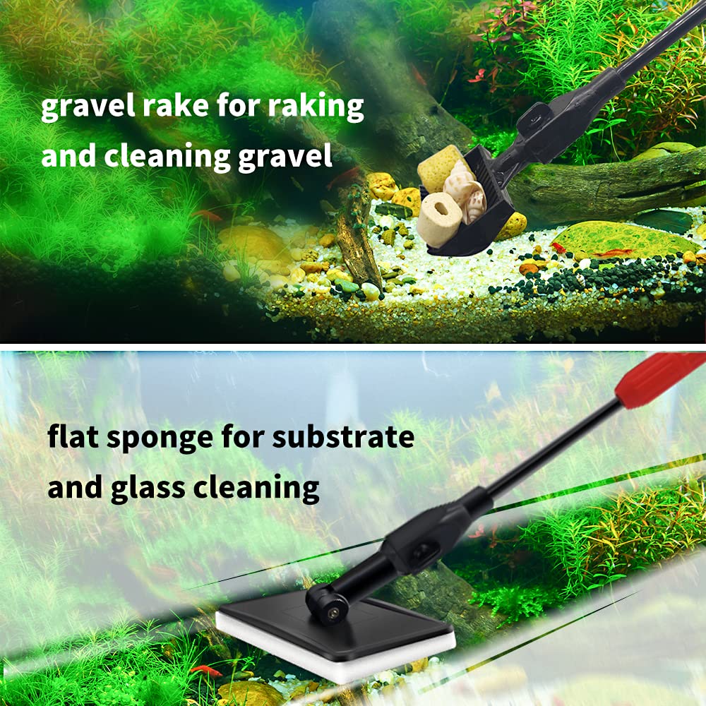 6-in-1 Aquarium Cleaner Kit with Telescopic Handle - for Saltwater & Freshwater Fish Tanks