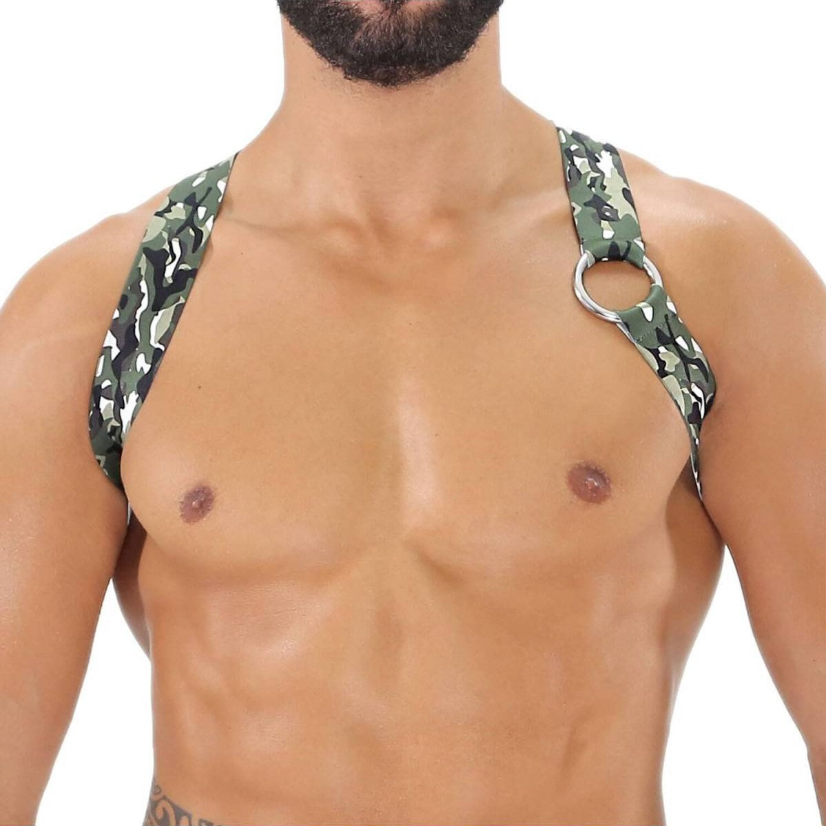 TOF Party Boy Harness in Camouflage Khaki - Adjustable Dog Harness for Small to Medium Dogs, Perfect for Outdoor Adventures & Daily Walks