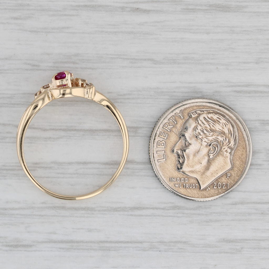 0.13ct Oval Ruby and Diamond Ring in 10k Yellow Gold - Size 6.75 | Elegant Engagement, Anniversary Gift for Her | Perfect for Weddings, Date Nights & Special Occasions