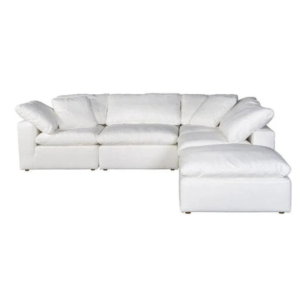 5-Piece Stain-Resistant White Dream Modular Sectional Sofa Set - Perfect for Living Room, Family Room & Home Theater Seating
