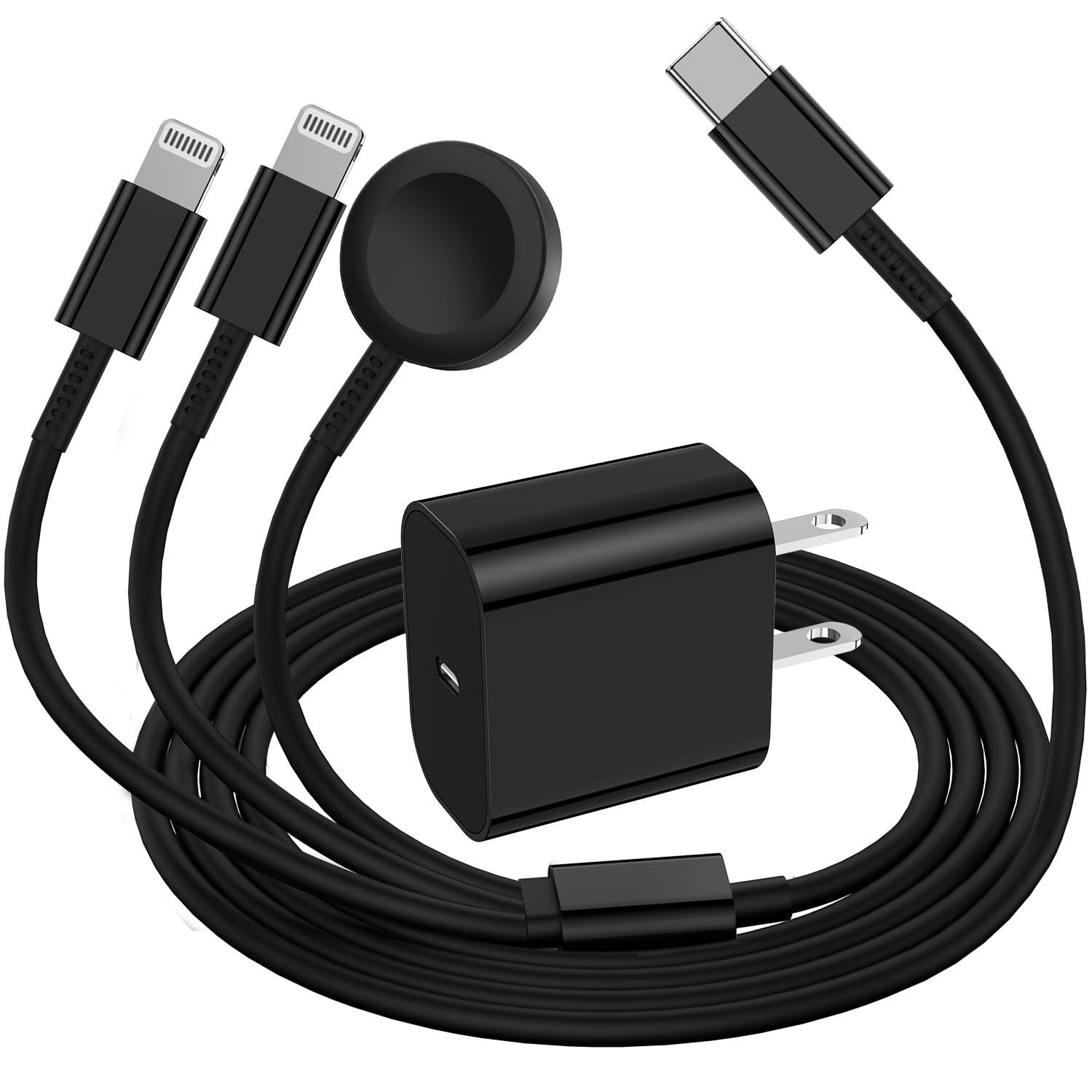 Esneer 3-in-1 USB C Fast Charging Station - MFi Certified Magnetic Charger for Apple Watch Series SE/8/7/6/5/4/3/2/1 & iPhone 14/13/12 with 15W Wall Adapter | 6FT Cable | Perfect for Home, Office & Travel Charging Needs