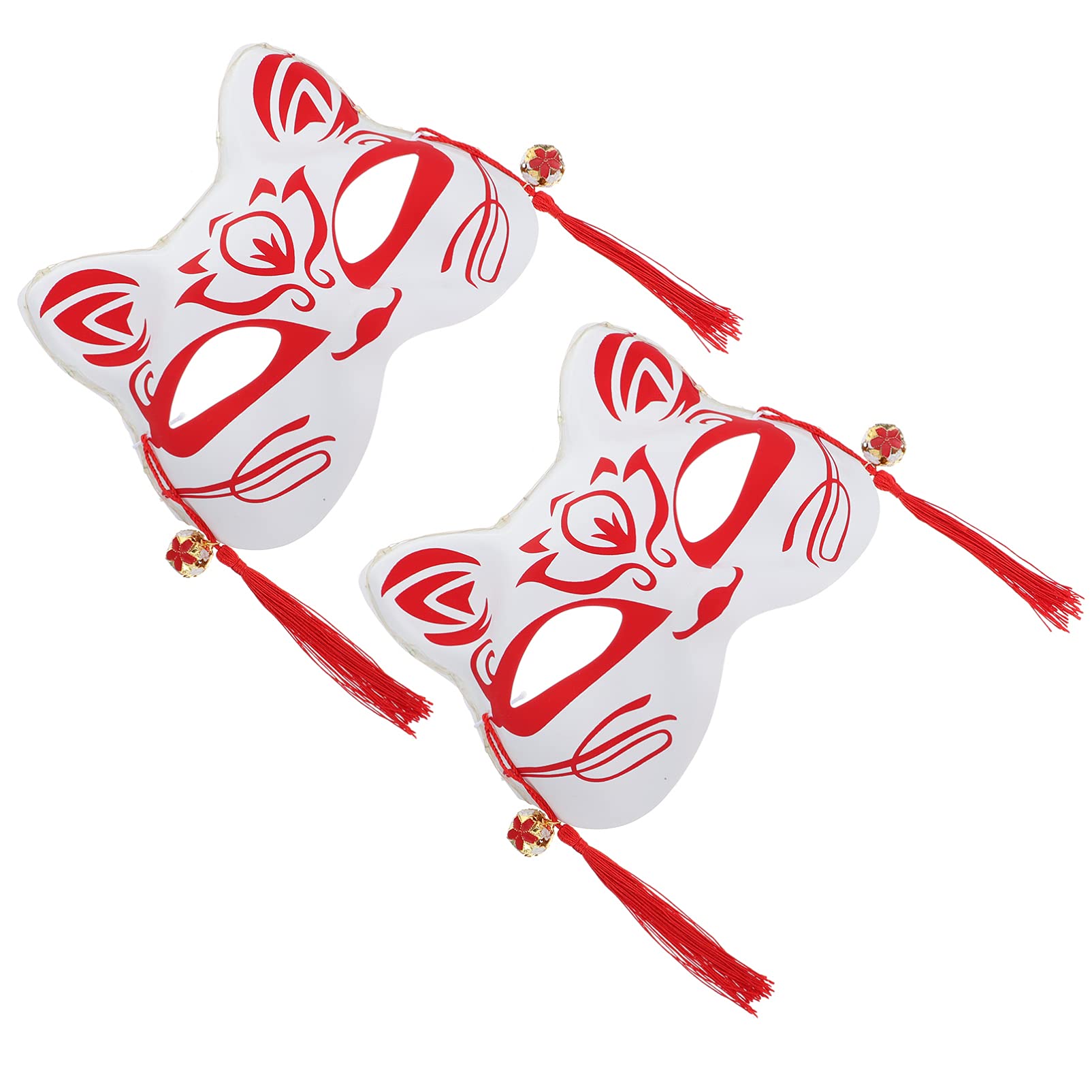 NUOBESTY 2-Pack Glow in the Dark Fox & Rabbit Half Face Masks - Japanese Kabuki Kitsune Cosplay Costume Accessories for Halloween Parties, Cosplay Events & Themed Celebrations