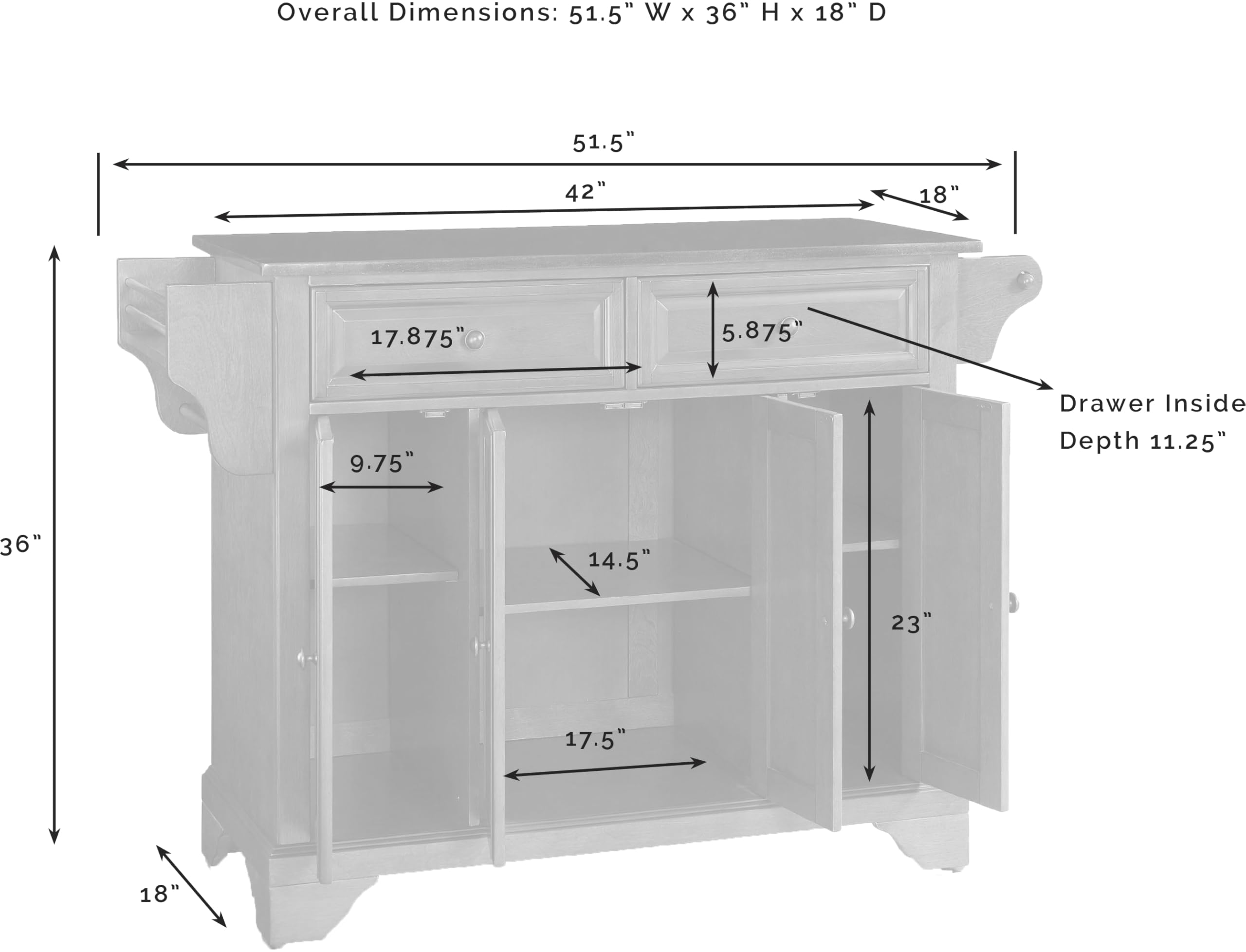 Crosley Lafayette Granite Top Rolling Kitchen Island Cart with Storage - Microwave Stand & Spice Rack - Mahogany Finish - Perfect for Small Kitchens, Pantry Organization & Extra Counter Space