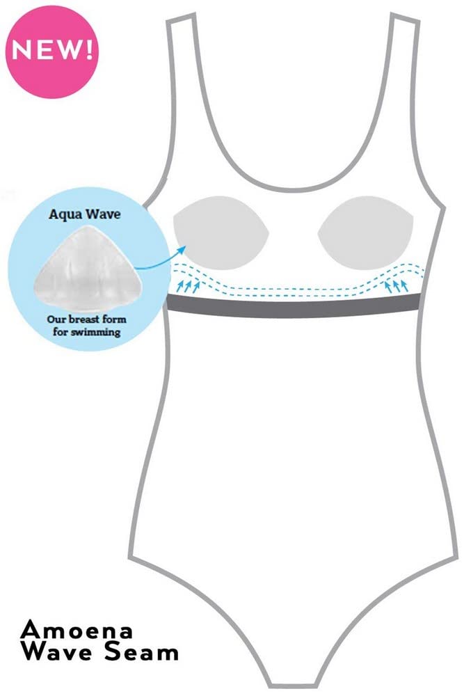 Amoena Women's Manila High Neck One-Piece Mastectomy Swimsuit with Pockets - Post-Surgery Swimwear for Breast Cancer Survivors | Pool, Beach & Water Activities