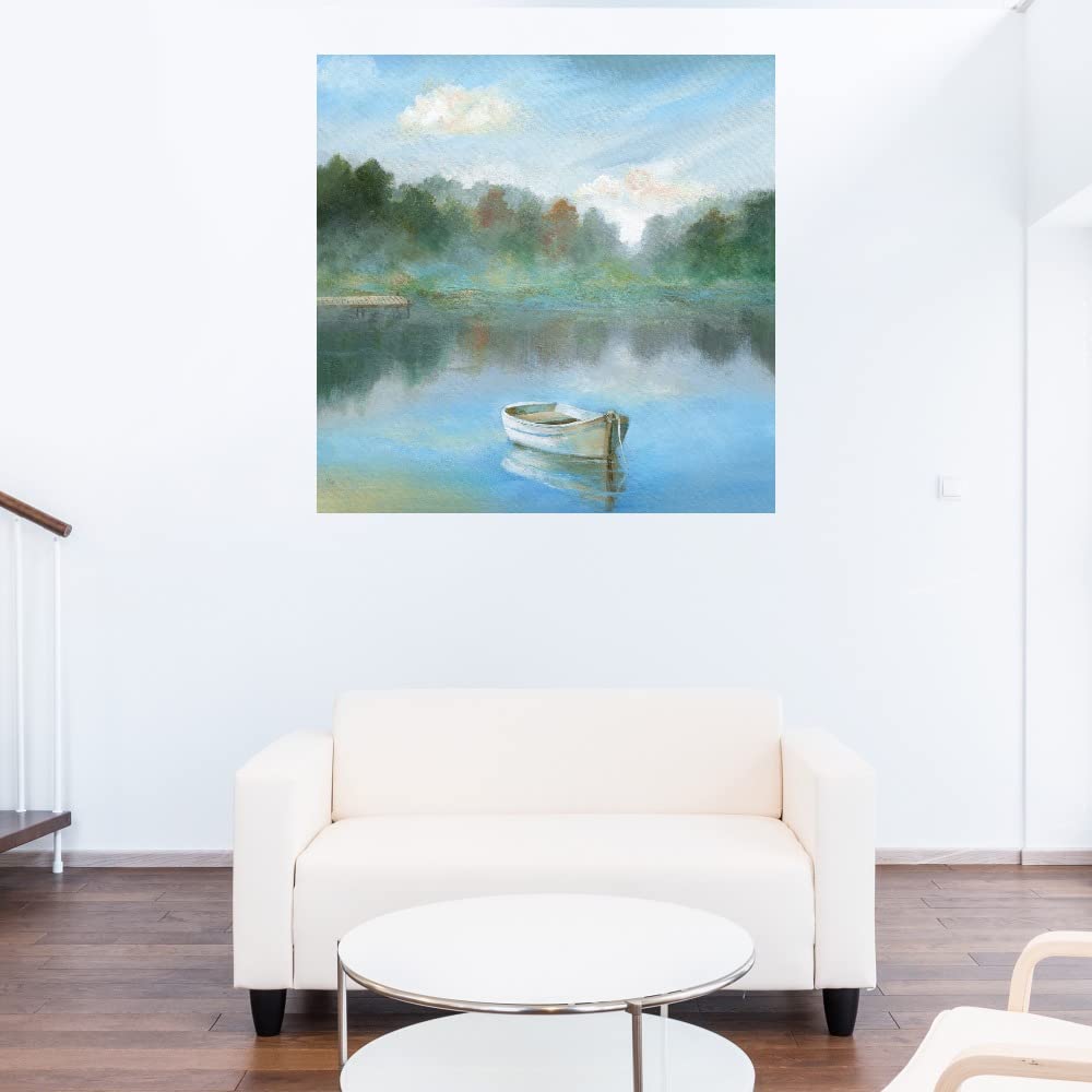 Tranquil Morning Fine Art Canvas Wall Decor - 32x32 Inch Ready to Hang Painting for Living Room, Bedroom, Office - Handmade by Artist Nan - Perfect for Home, Spa & Meditation Spaces