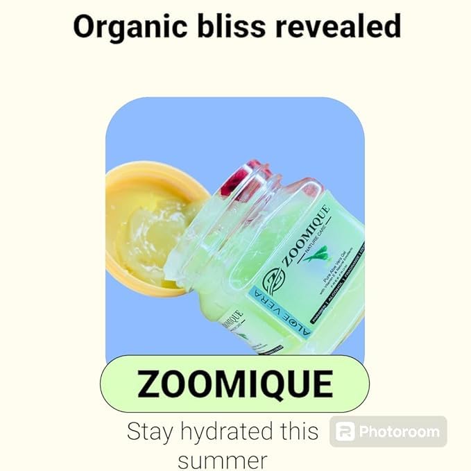 ZOOMIQUE Pure Aloe Vera Skin Gel 250g - Hydrating & Soothing Face & Hair Moisturizer | Natural Multipurpose Gel for Sunburn Relief, Dry Skin Care & Hair Conditioning | Perfect for Daily Skincare Routine & Post-Sun Treatment