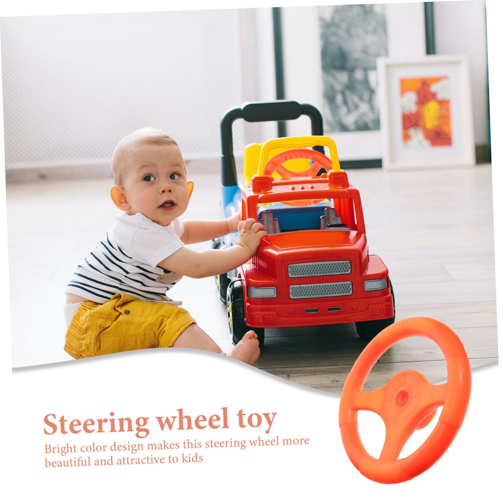 Kids Toy Steering Wheel - Realistic Driving Simulator for Playground & Swing Set - Durable Plastic Cartoon Drive Wheel for Outdoor Fun & Pretend Play