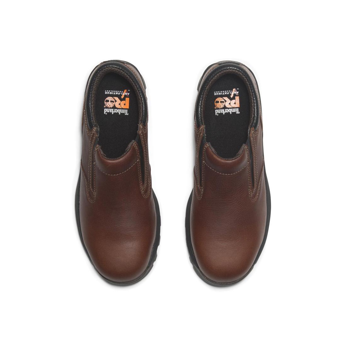 Titan EV Composite Toe Slip-On Work Boots - Brown Safety Shoes for Men | Comfortable & Lightweight for Construction, Warehouse & Industrial Work