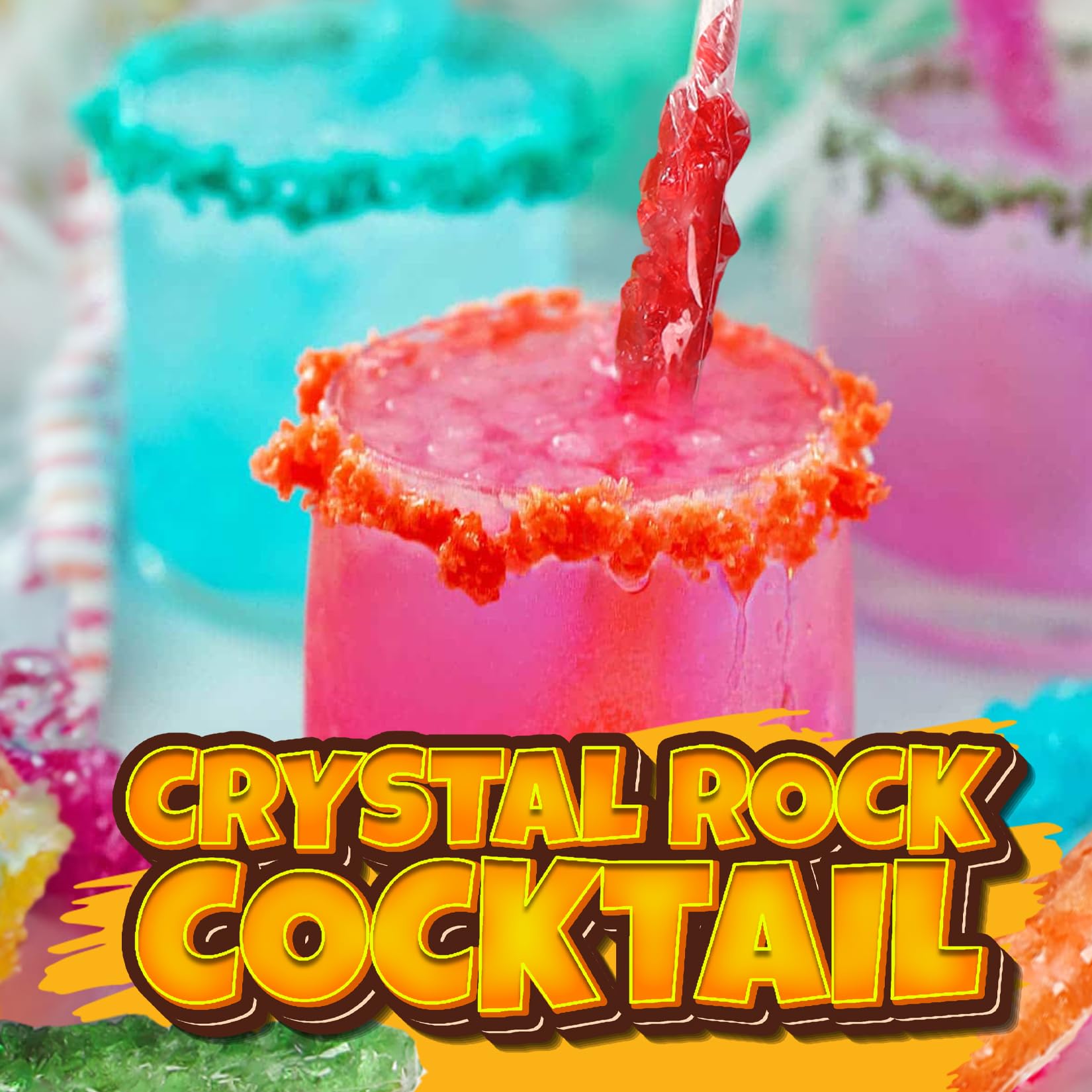 Fusion Select 24 Crystal Rock Candy Sticks - Assorted Flavored Hard Sugar Lollipops - Individually Wrapped Bulk Candy for Parties, Buffets & Kids Treats - Perfect for Birthday Celebrations, Wedding Favors & Classroom Rewards