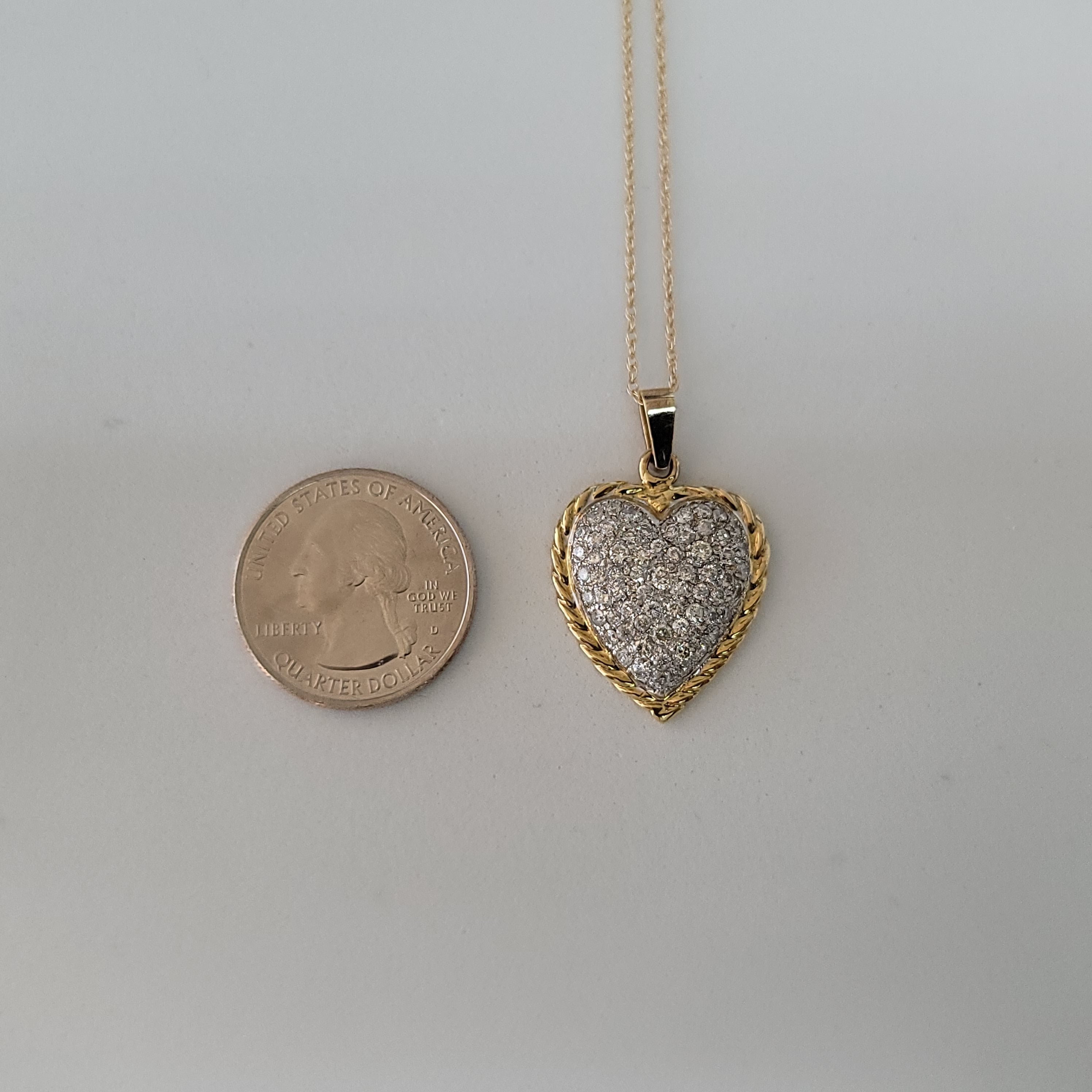 Diamond Encrusted Heart Pendant Necklace with Rope Outline - Elegant Jewelry Gift for Women, Perfect for Valentine's Day, Anniversary & Romantic Occasions