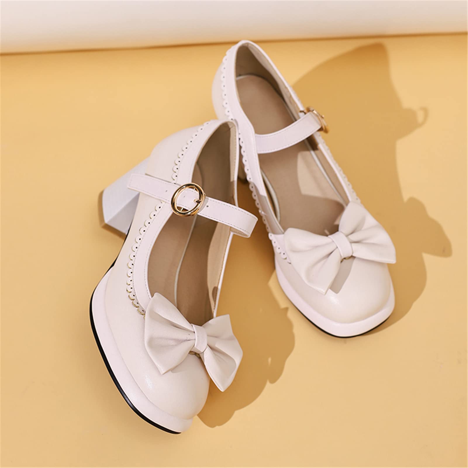 MEOTINA Women's Mary Jane Pumps - High Heel Platform Shoes with Cute Bow Detail | Elegant Office Work, Party & Wedding Dress Shoes for Women