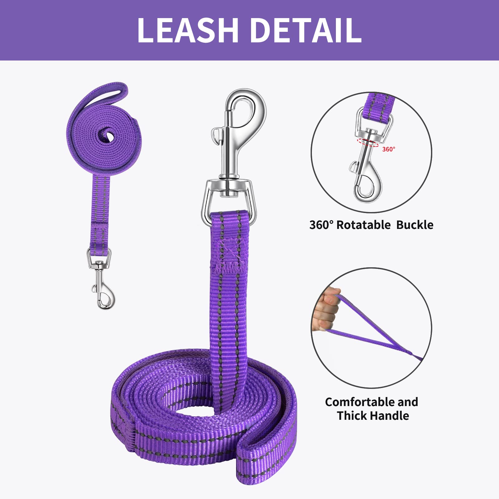 AMTOR No Escape Dog Harness with Leash Set - Adjustable Step-in Reflective Soft Vest for Small Medium Large Dogs - Perfect for Training, Walking & Outdoor Adventures (Purple, XL)