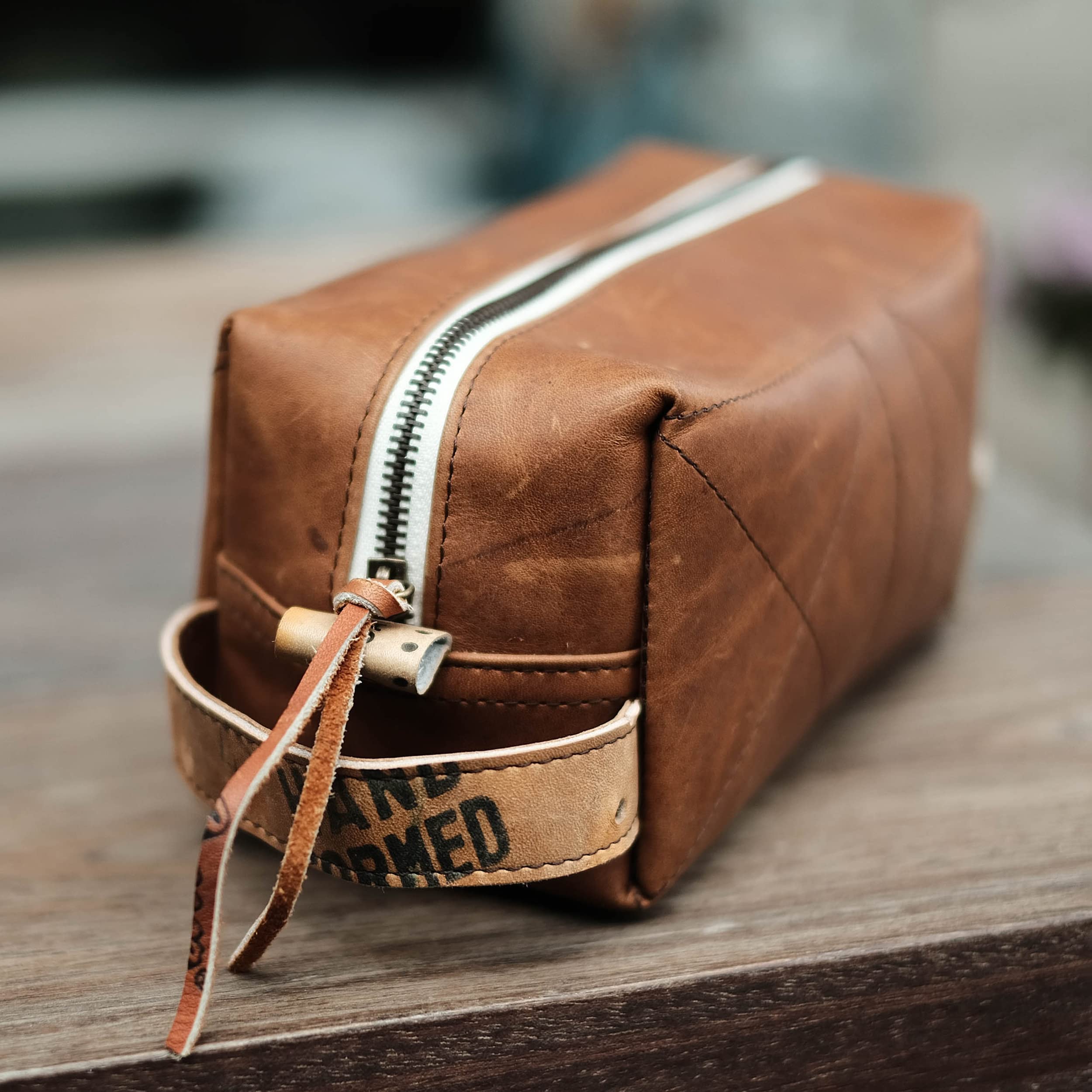 Premium Leather Baseball Travel Toiletry Bag - Handcrafted Vintage Gloves Design by FC Goods | Durable Cosmetic Organizer for Men & Women | Perfect for Baseball Games, Gym, Travel & Daily Use