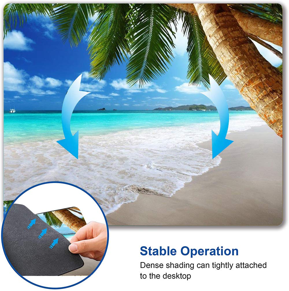 Non-Slip Coconut Tree Beach Mouse Pad - Custom Nature Design Gaming Mousepad for Computer, Laptop & Office Use - Perfect for Tropical Decor, Workstations & Gaming Setups