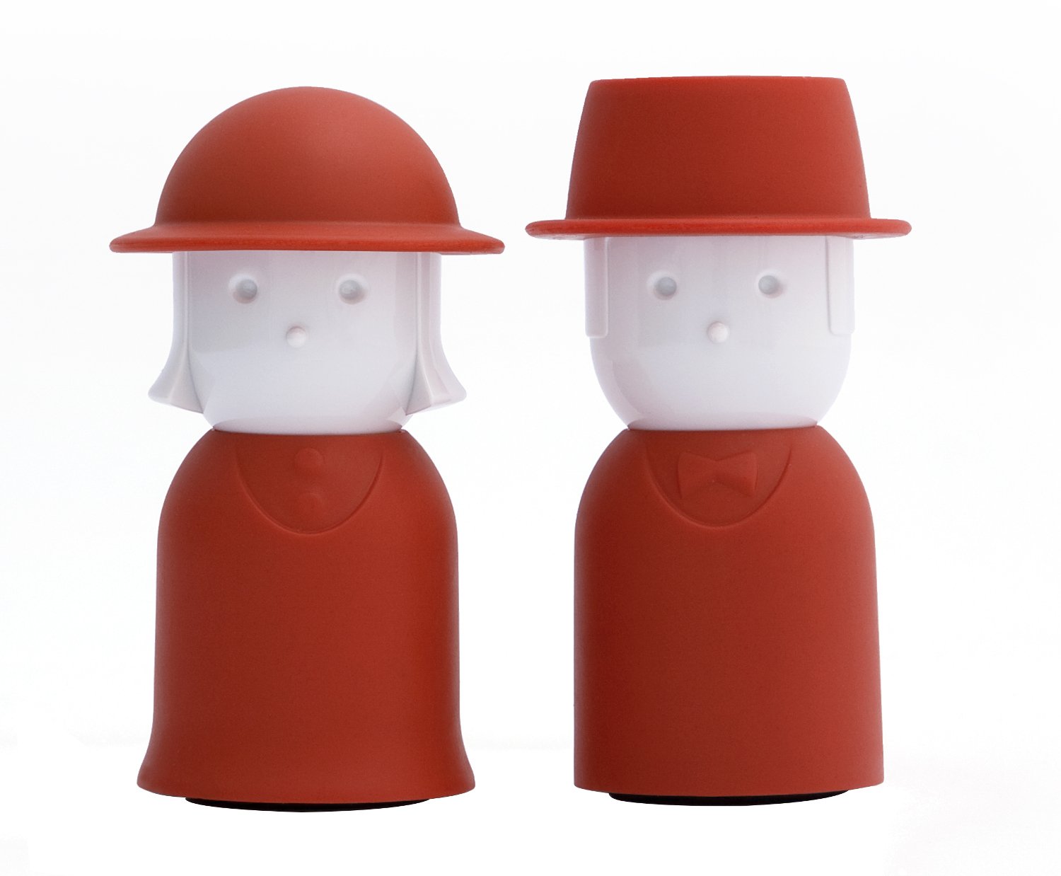 QUALY Mr. Pepper & Mrs. Salt Shaker Set - Red Stainless Steel Spice Dispensers for Kitchen & Dining Table - Perfect for Home Cooking, Restaurants, and Gift Giving
