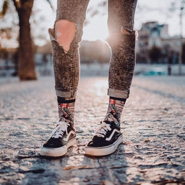 American Socks Signature Godzilla Mid High Crew Socks - Comfortable Novelty Socks for Men & Women - Perfect for Cosplay, Gifts, and Everyday Wear