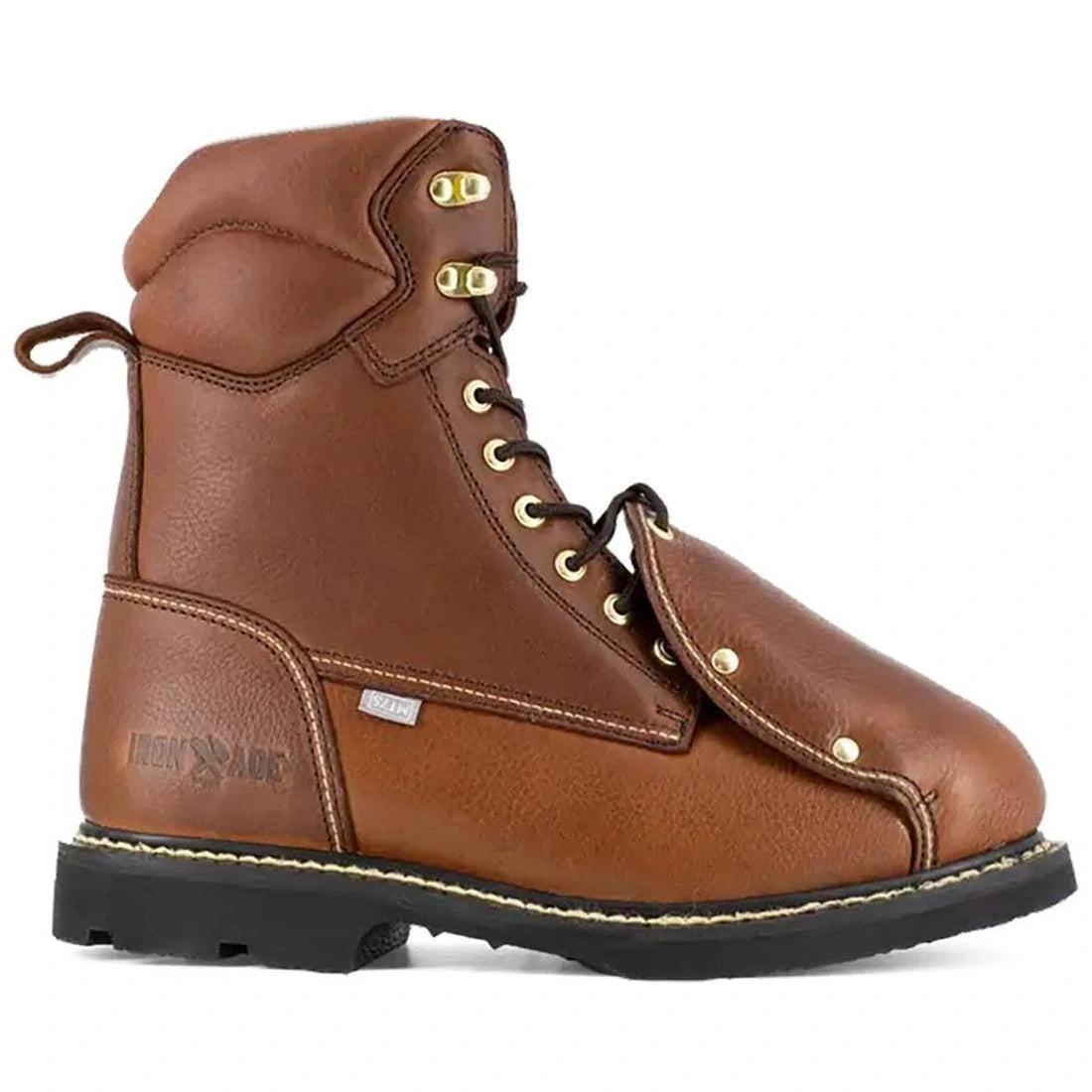 Groundbreaker Steel Toe 8 Inch Work Boots with Metatarsal Guard - Brown Safety Shoes for Construction, Warehouse & Industrial Work