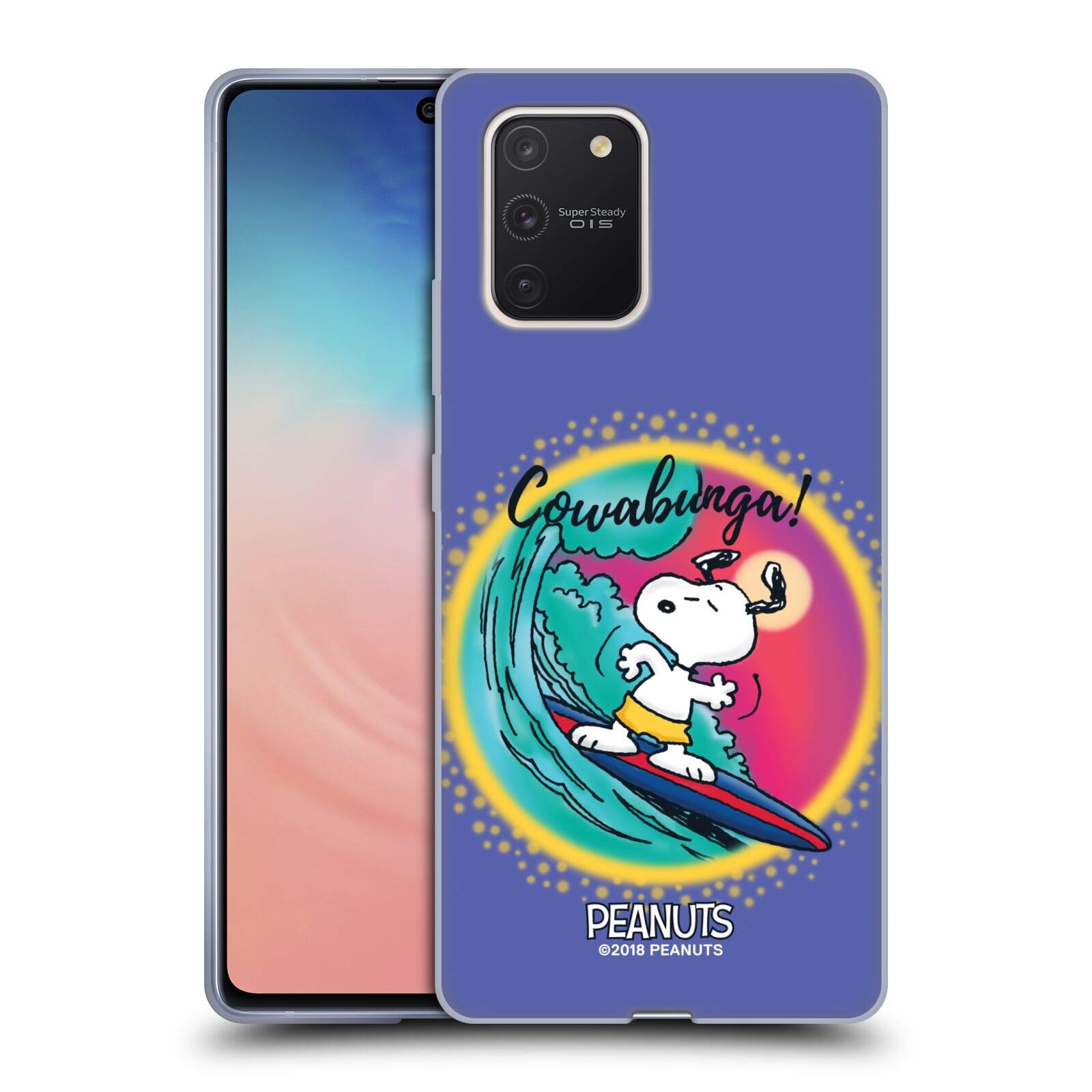 Head Case Designs Officially Licensed Peanuts Cowabunga Surf Snoopy Soft Gel Case for Samsung Galaxy S10 Lite - Perfect for Beach Days & Summer Adventures