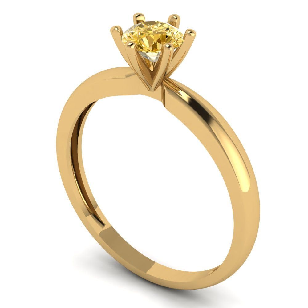 0.50 ct Round Cut Solitaire Yellow Moissanite Engagement Ring - 14K Yellow Gold Wedding Band for Women | Anniversary, Proposal, Bridal Jewelry Gift