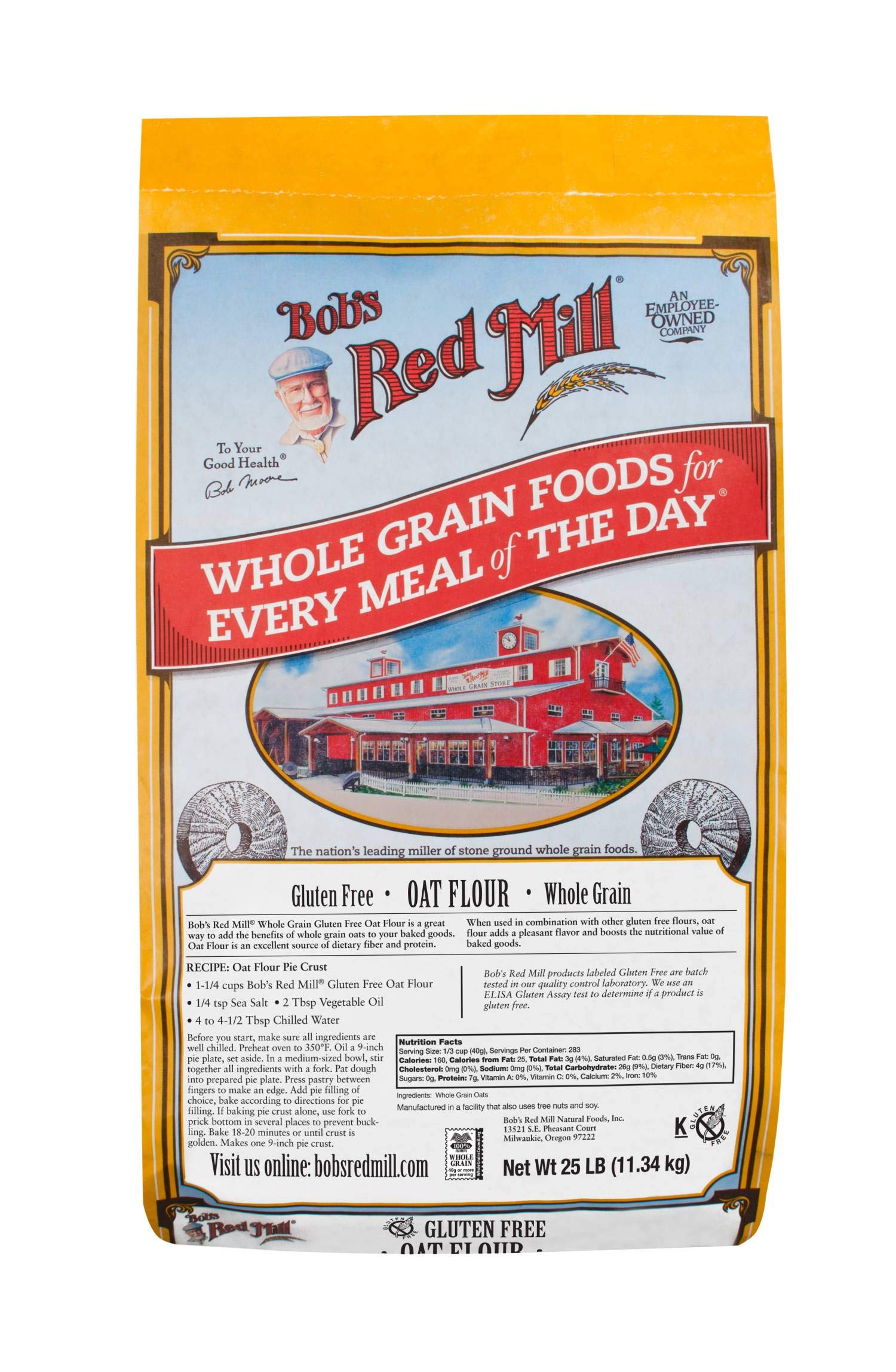 Bob's Red Mill Gluten Free Oat Flour - 25 Pound Bulk Bag | Certified Organic, Non-GMO | Perfect for Baking, Pancakes & Healthy Recipes