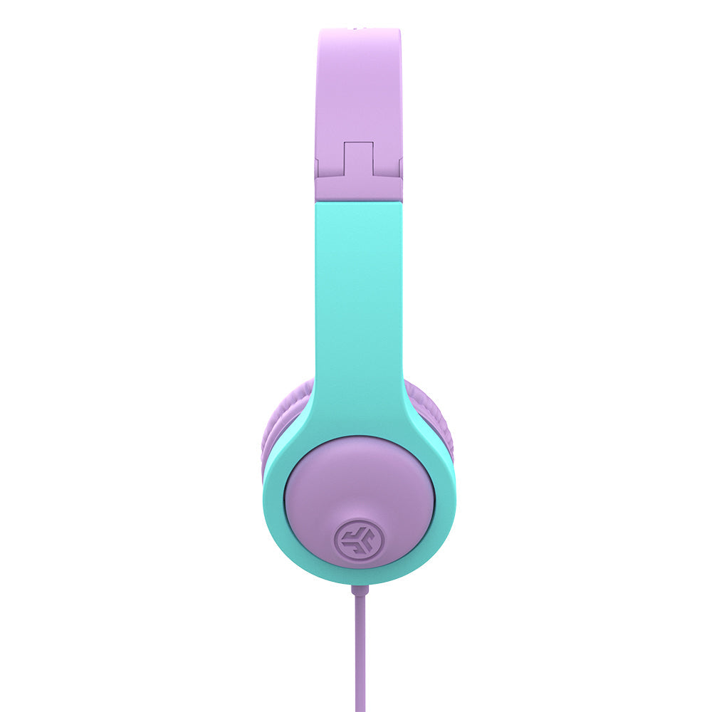 JBuddies Gen 2 Foldable Kids Headphones - Pink & Teal Color, Volume Limited Safe for Children, Perfect for School, Travel & Online Learning