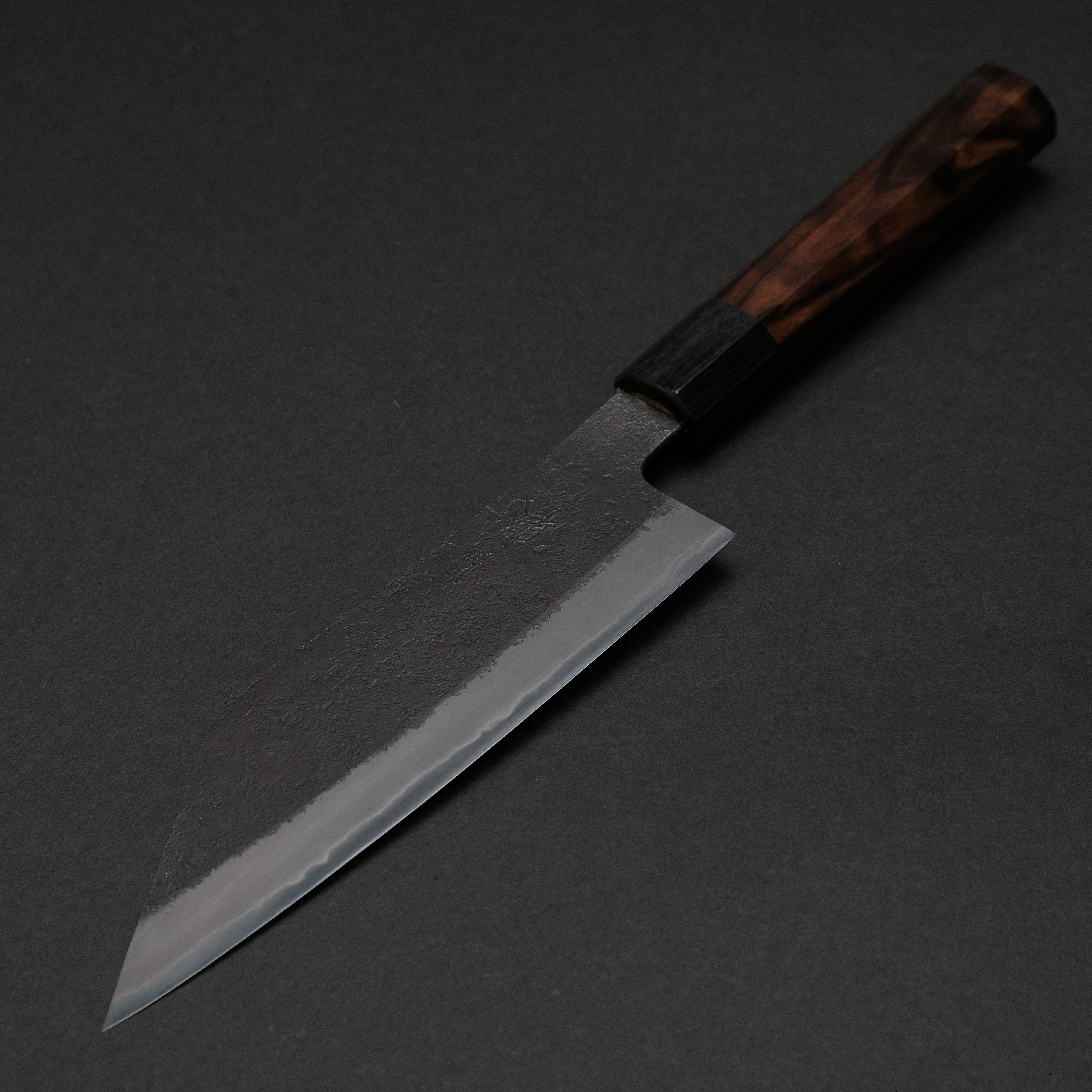 Premium Mutsumi Blue Super Kurouchi Nashiji Hakata 165mm Ebony Handle Japanese Chef Knife - Perfect for Sushi, Sashimi & Precision Vegetable Cutting
