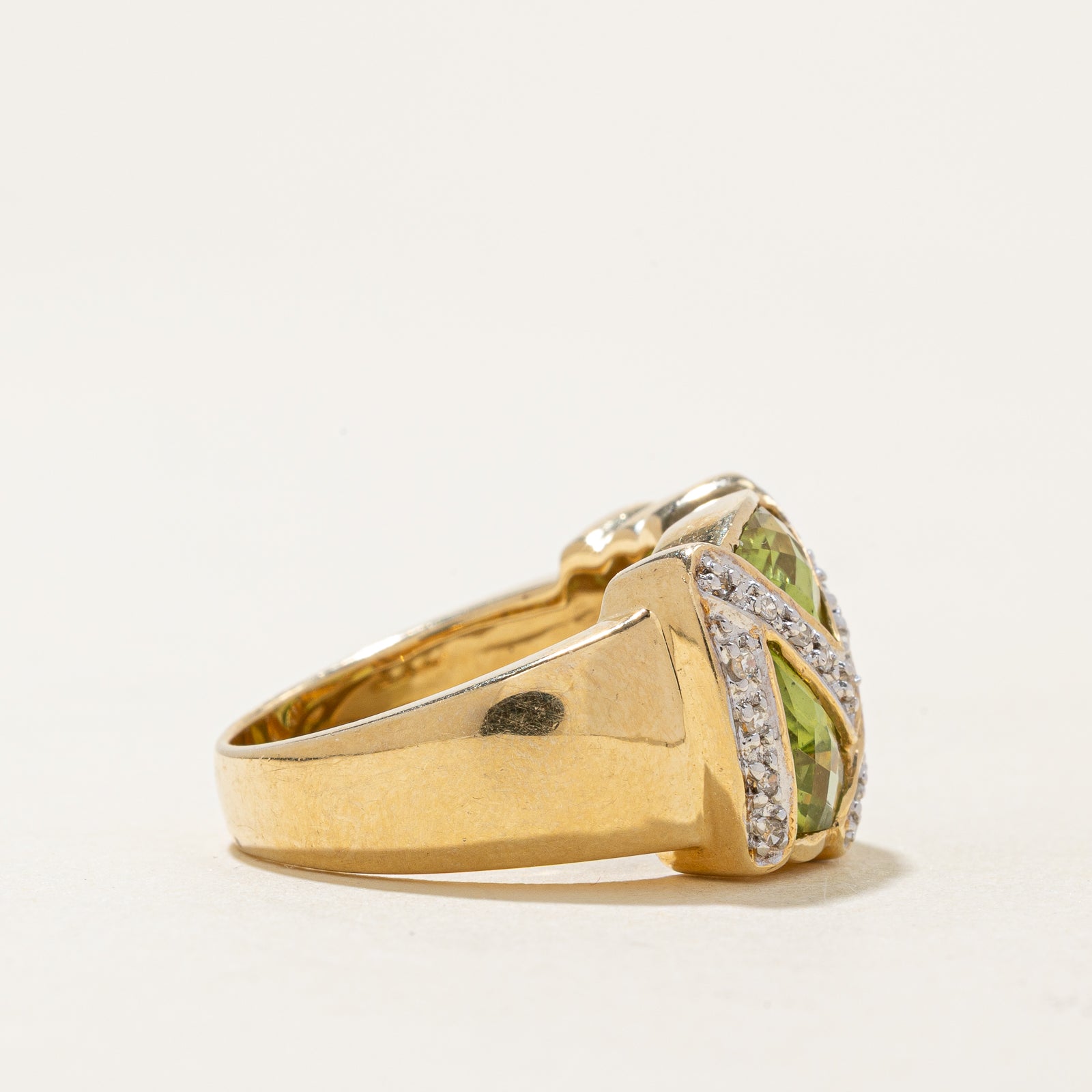 Peridot & Diamond Cocktail Ring - 3.75ctw Gemstone & 0.13ctw Diamond - Size 6.25 - Elegant Statement Jewelry for Evening Parties, Weddings & Special Occasions